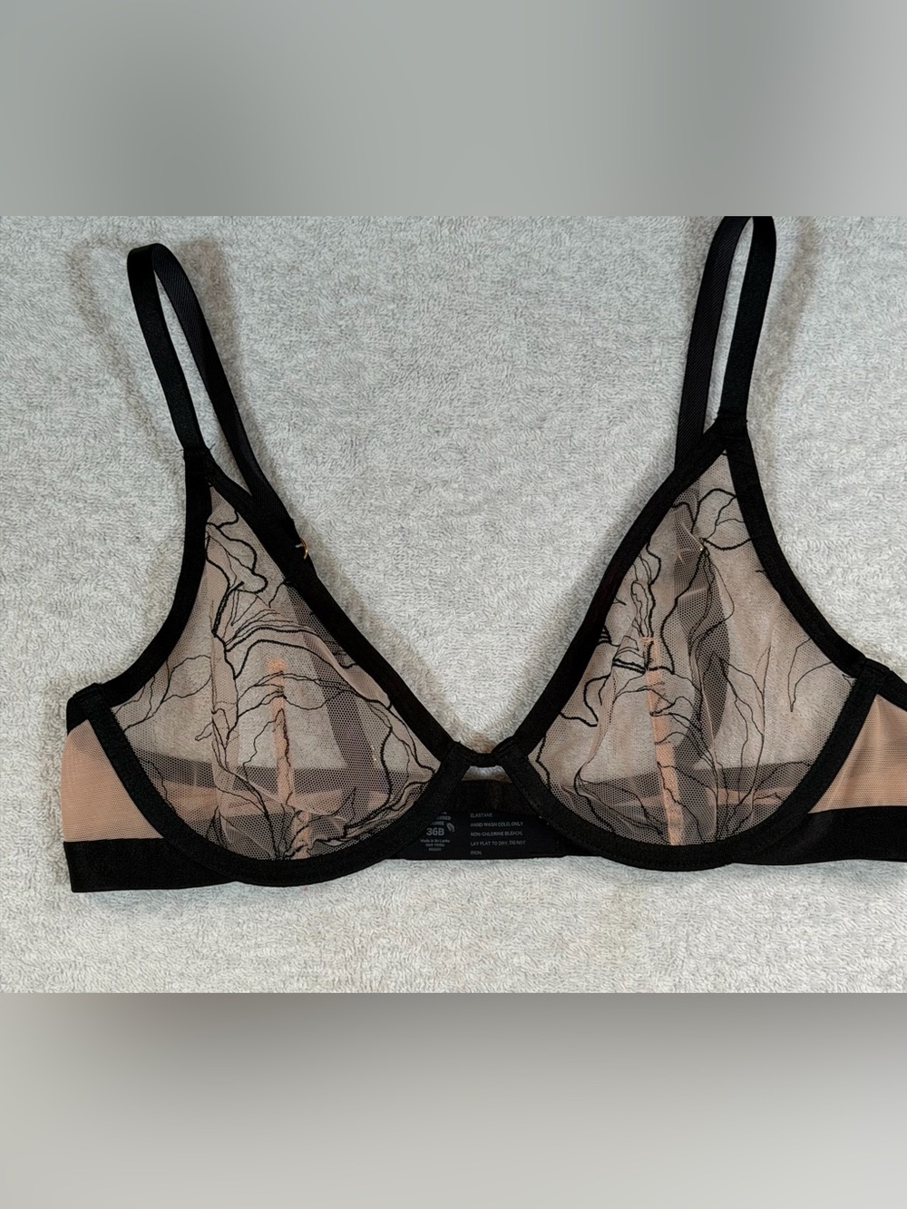 Soma Linework Embroidered Unlined Plunge Floral Mesh Underwire Bra 042301 Sexy
